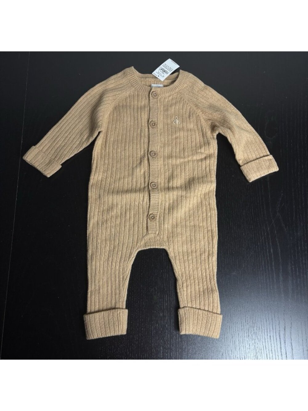 NWT BABY GAP Gender Neutral 3-6M Beige Ribbed Knit One-Piece Romper